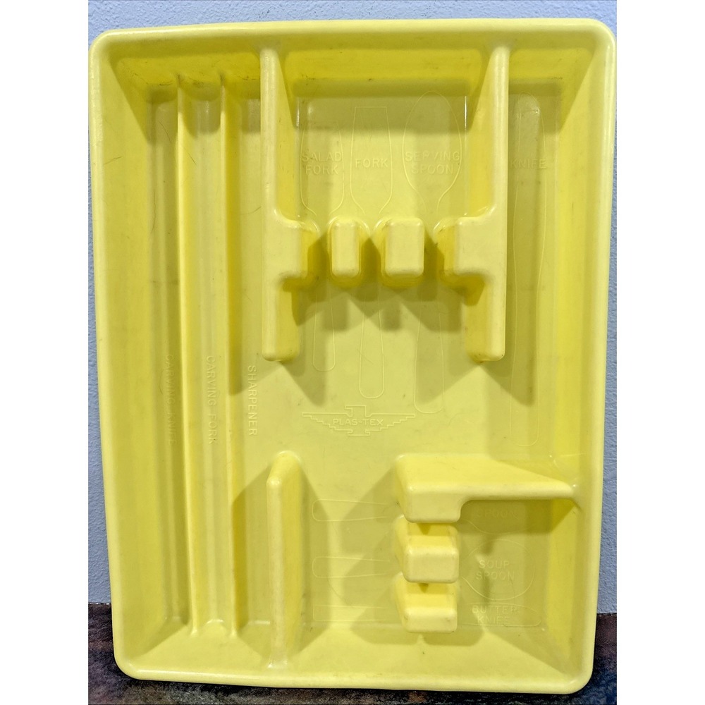 Vintage 1960s Plas-Tex Yellow Flatware Tray Drawer Organizer MCM USA Silverware